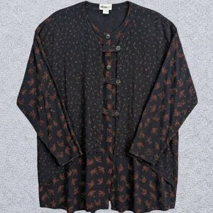 We Be Bop Artsy Boho Lagenlook Beaded Button Shirt Top